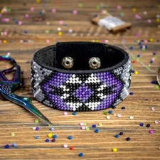 DIY Bead embroidery kit on artificial leather Bracelet