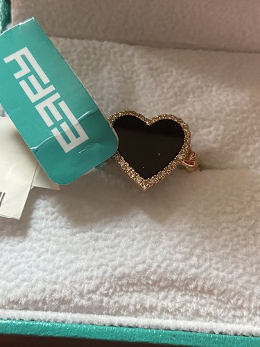 NEW! EFFY ONYX , DIAMOND & 14K HEART RING/ SIZE 7/ $1,975 - Picture 3 of 9