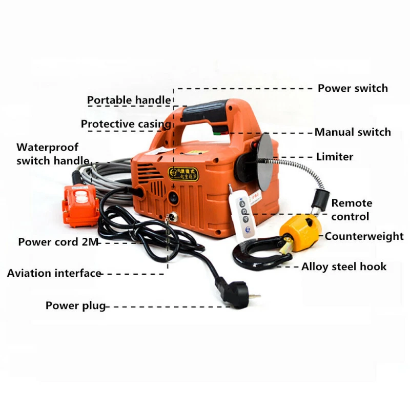 Cabrestante eléctrico portátil de 500 kg polipasto eléctrico de elevación polipasto de tracción - Imagen 4 de 4
