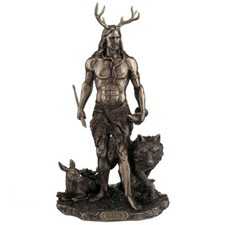 Herne and Animals Figurine , Wiccan ,Cold cast bronze great