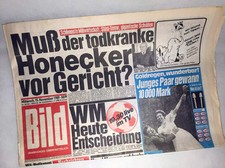 Bildzeitung vom 15.11.1989 * Honecker zum 27. 28. 29. 30. Geburtstag         