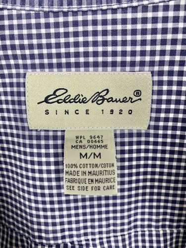 Camisa Eddie Bauer Para Hombres Azul Mediano A Cuadros Abotonada Manga Corta 100% Algodón Informal - Imagen 6 de 6