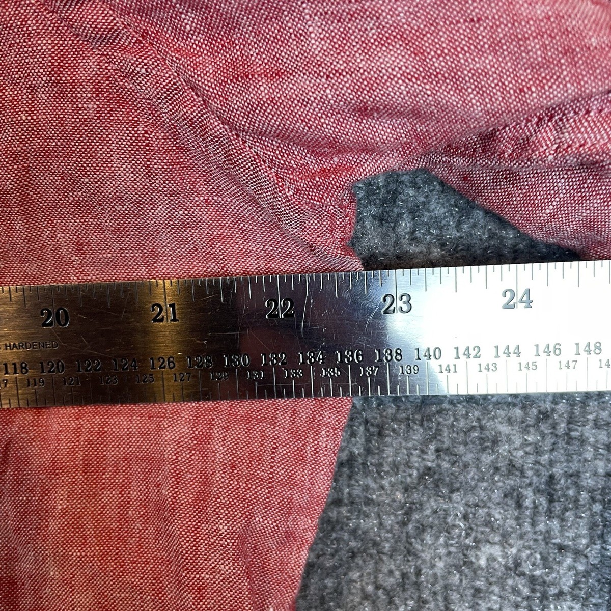 yuu！ Banana Republic Men's L 100% Linen Camden Fit Shirt Red Button