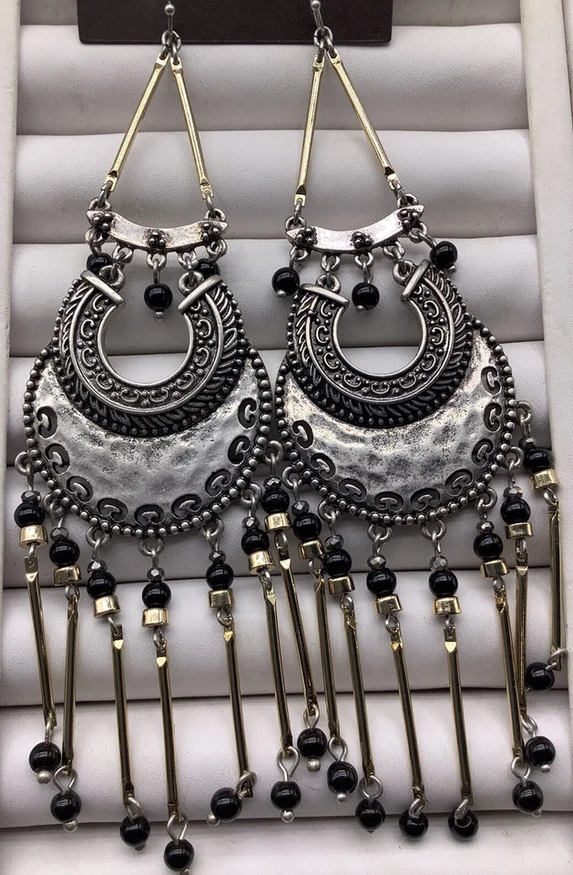 Pendientes araña Chico’s plata/oro/negro NUEVO Foto 4 de 4