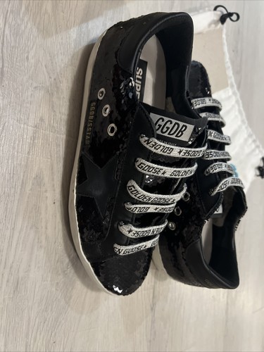 Golden Goose Super-Star sneakers with all-over black sequins UK 5/ Euro 38 - Picture 8 of 9