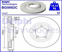 Delphi 2X Bremsscheibe Vorne Ø278 Mm BelüFtet Unbeschichtet FüR KIA K2500 SD
