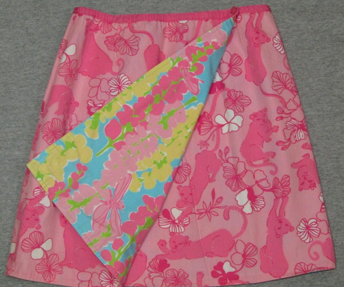 LILLY PULITZER Skirt Reversible Wrap Mini Floral Dragonfly Lion Print Girls 14 - Picture 2 of 6