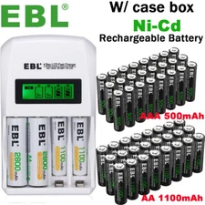 EBL 500/1100mAh AA AAA NI-Mh Rechargeable Batteries 1.2V /Optional Charger Lot