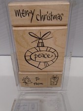 Retro Christmas Rubber Stamp Set 4 pcs Stampendous New Open Box