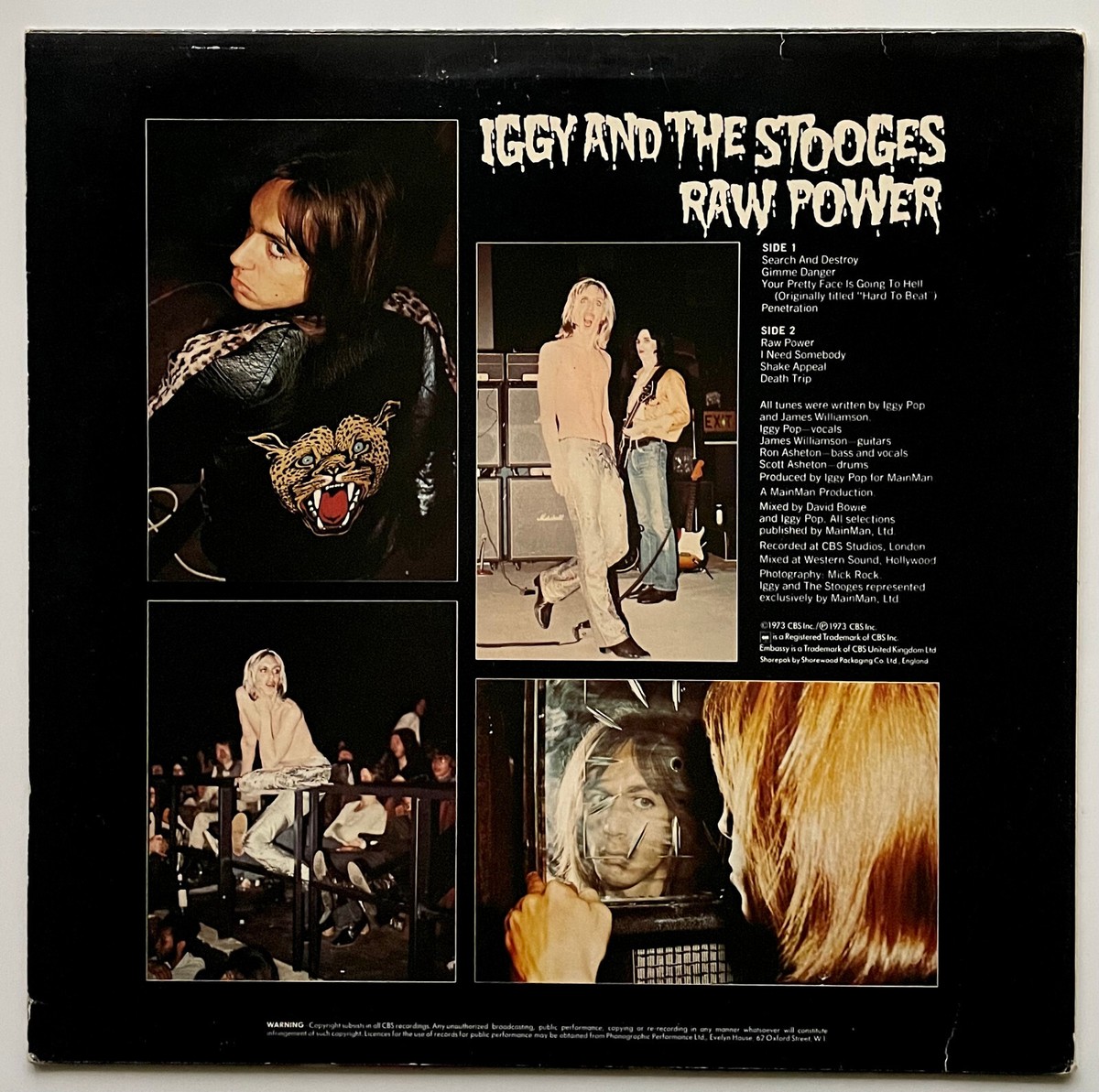 Vtg IGGY AND THE STOOGES Album RAW POWER Lp 1977 PRESSING OG