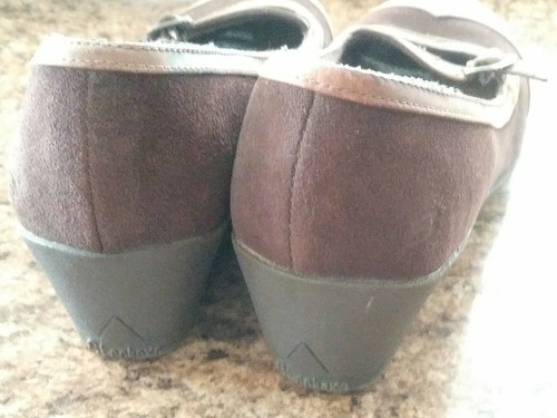 Skechers Bikers Brown Leather Open Peep Toe Slip On Shoes Women's 8 - Picture 5 of 9