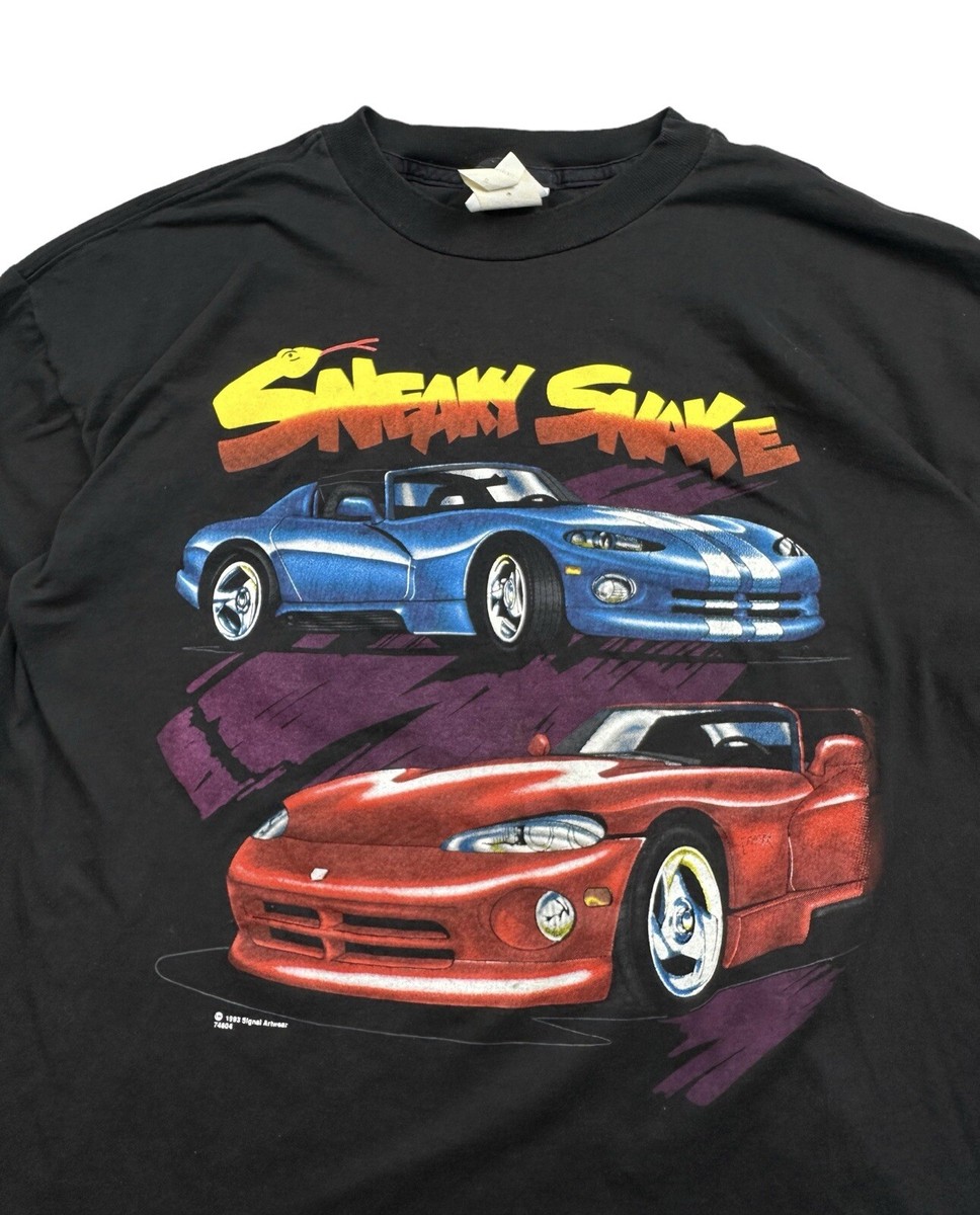 90s VIPER 企業ロゴ ヴィンテージTシャツ ヘビ 大判プリント 紺 XL