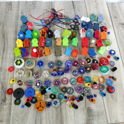 Tamara Tomy Beyblade Lot Spinners, Launchers, Rings, Ripcords Hasbro