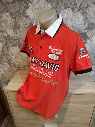 Camp David men's polo t-shirt size XL red multi color - Picture 2 of 14