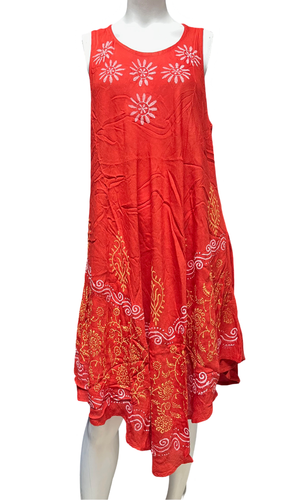 Damen Sommer Sommerkleid Regenschirm Batik Blumen Strand Resort Kleidung Boho Hippie - Bild 8 von 9