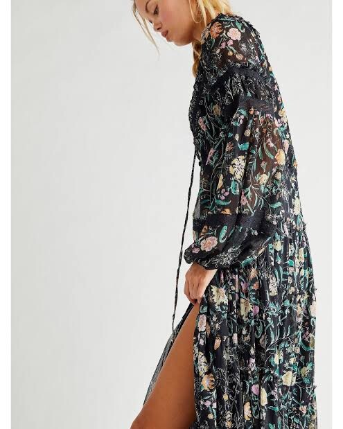 Cassis Printed Chiffon Dress at Free People in Black, Size: Xs