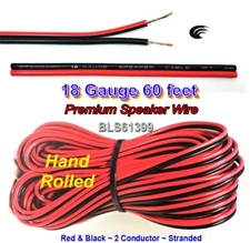 60' ft Red Black 18 Gauge SPEAKER WIRE Cable Home Car Audio Wiring 12V DC Power