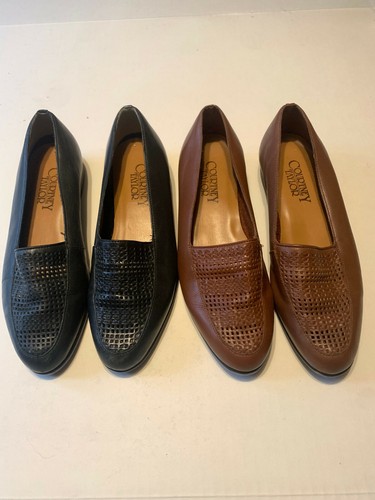 Lot of 2 Courtney Taylor Slip-On Flats W6 Leather basket weave - Picture 2 of 6