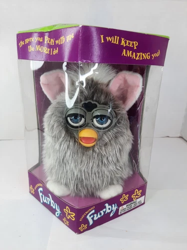 1998 Witches Cat Tiger Grey Furby, Rare Model 70-800, Tiger Electronics