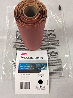 3M 320 Grit 6/" Red PSA Stickit Abrasive Sandpaper Disc 100//Roll DA 01109 1109