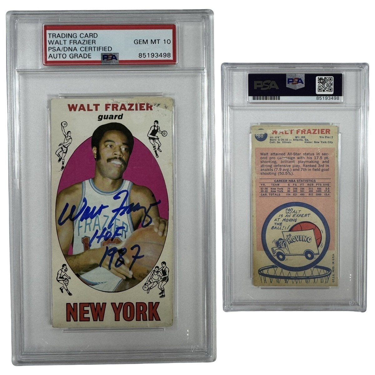 1969 Walt “Clyde” Frazier Autographed Topps #98 HOF Inscribed PSA
