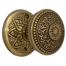 Spade Round Rosette DUMMY Set in Polished Brass -5 Door Knob Choices