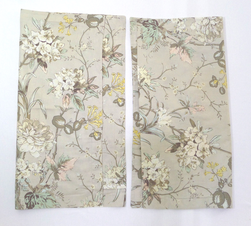 2 Martha Stewart Euro Kissenbezüge hellbraun blau rosa gelb grün Blumen Floral - Bild 5 von 10