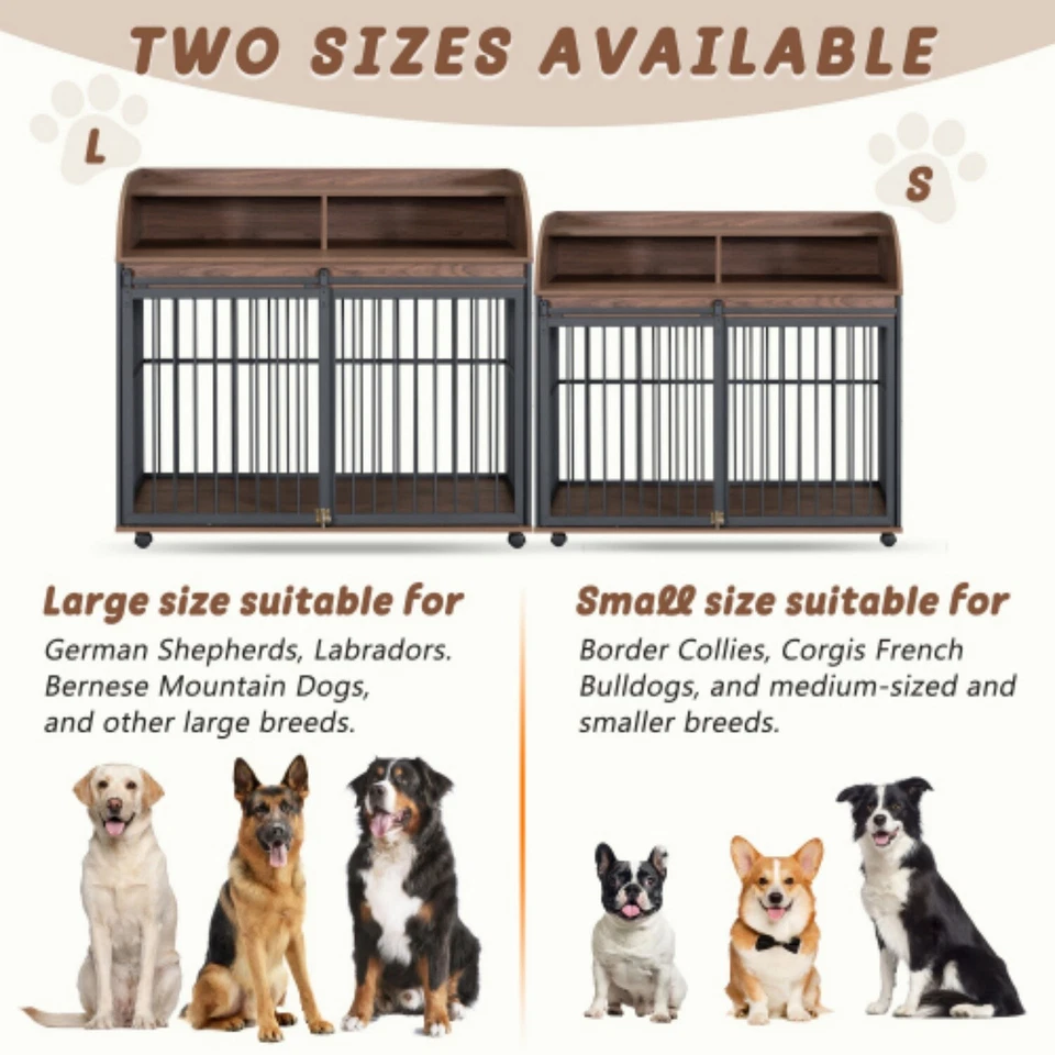 44'' Heavy Duty Large Dog Crate for Large Medium Dog w/ Double layer storage - Image 4 of 4