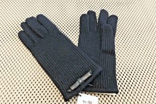 New Coach Merino Wool Knit Womens Gloves with Bow BLACK Size M/L  83883