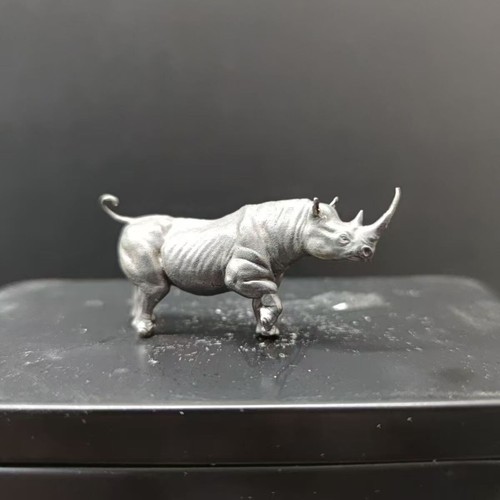 Solid Brass Rhinoceros Figurines Statue Home Office Ornament Animals Figurines