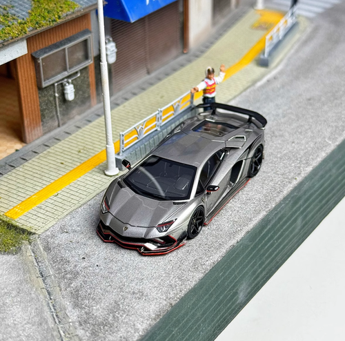 YM 1:64 Silver Aventador S Rowen Racing Sports Model Diecast Resin Car - Picture 5 of 18