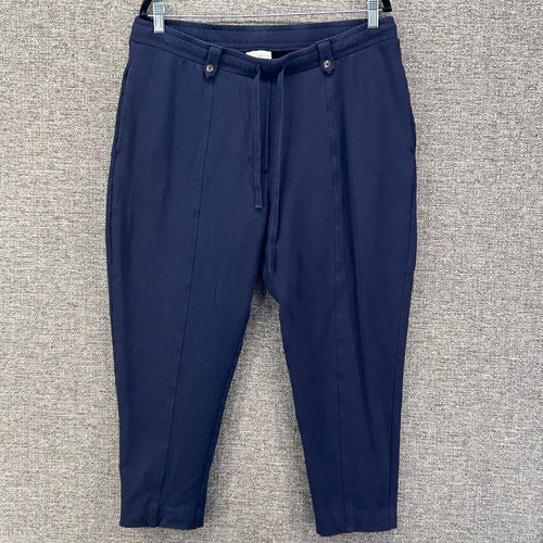 J Jill Pull Up Hose PL Blau Komfort Stretch Baumwolle Tasche Kordelzug Athleisure