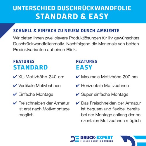 Duschrückwand Premium selbstklebend Hart-PVC mit Motiv Rückwand Dusche langlebig - Bild 2 von 90