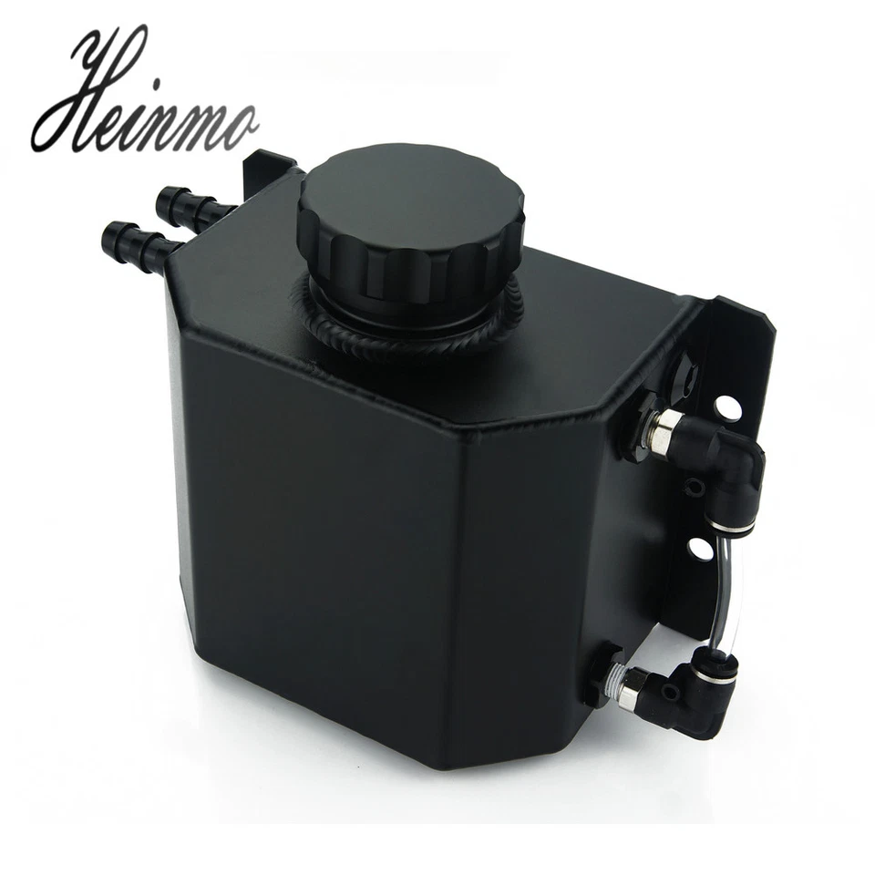 Depósito de tanque de recuperación de botella de desbordamiento de refrigerante de radiador de aluminio universal de 1 L Foto 3 de 4