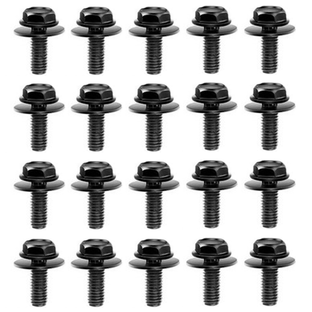 20 M6-1.0x16mm Car Body Bolts with 10mm Hex Head and 17mm Washer