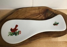 Christmas Spoon Rest Cardinal Bird Royal Norfolk Holiday Decor Red Green NEW