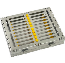 1 GERMAN DENTAL AUTOCLAVE STERILIZATION CASSETTE TRAY FOR 10 INSTRUMENT-YELLOW