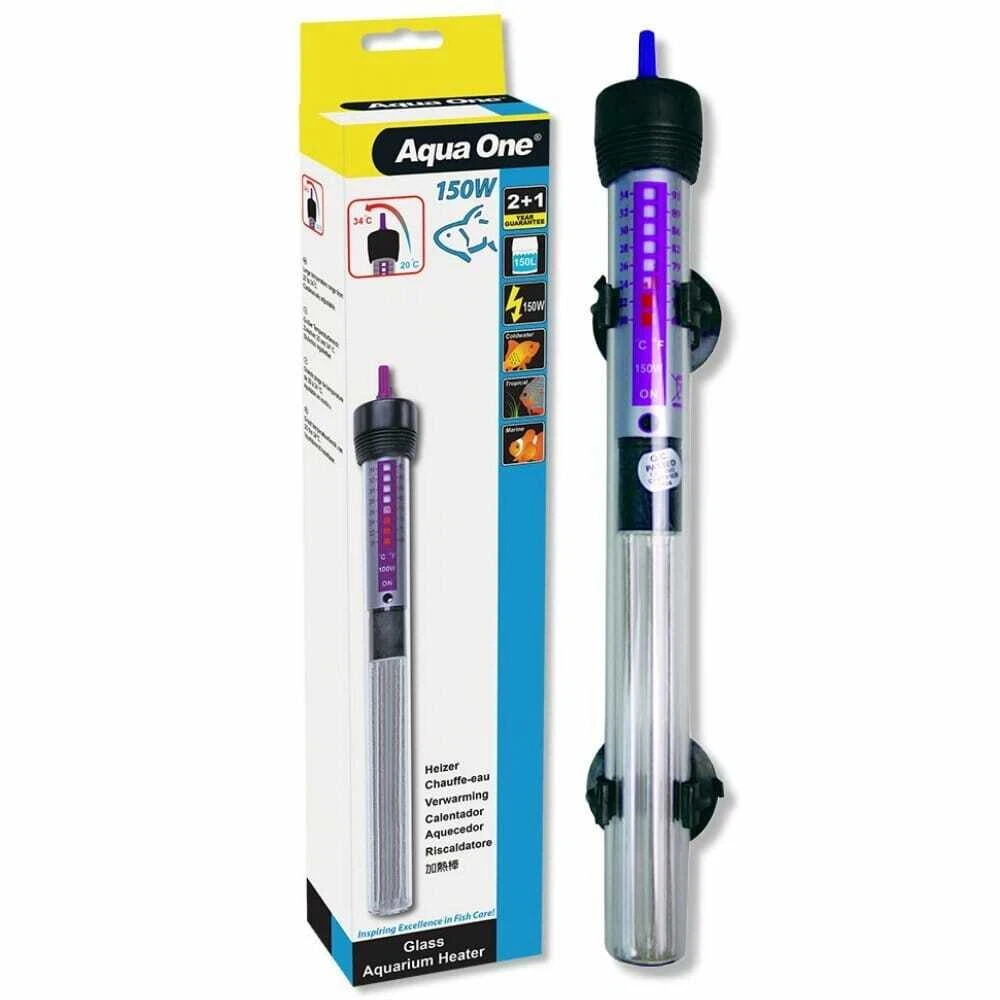 Aqua One Submersible Aquarium Fish Tank Water Glass Heater 150W 2 Year Guarantee