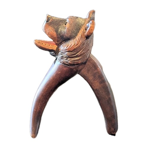 Antique Nutcracker Black Forest Style Brown Carved Wood Grizzly Bear 6 ½"H - Picture 5 of 16