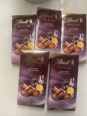 5x Lindt Pflaume mit Pflaumenwasser 100g   Premium Schokolade   Neu & OVP