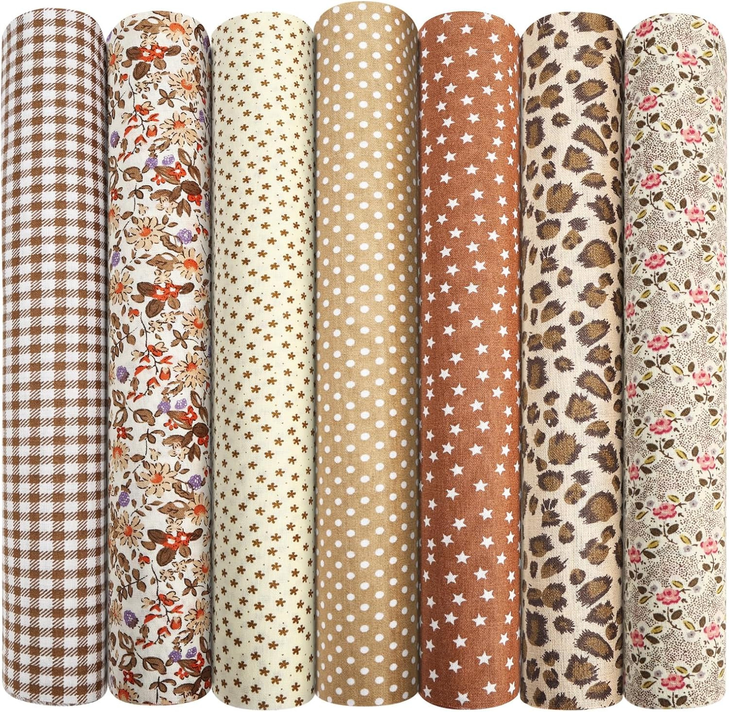 7PCS Fat Quarters Fabric Bundles, 50Cm X 50Cm Fabric Bundles, Quilting Cotton, B