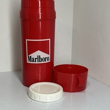 Vintage 1991 Marlboro Red Thermos w Cup Lid Philip Morris Advertising Promo