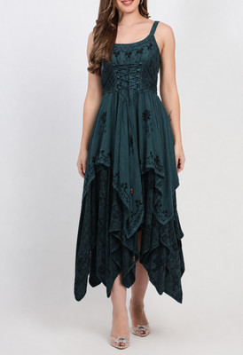 Übergröße Bohemian doppellagiges Korsett Festival Kleid Vintage-inspirierter Saum