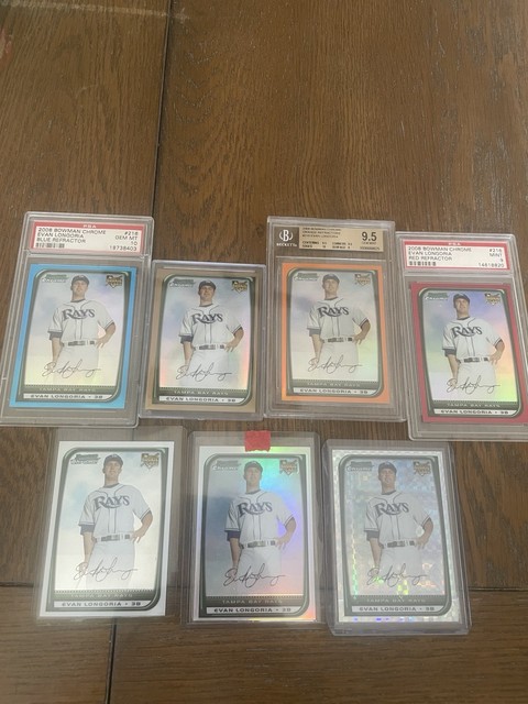 Evan Longoria 2008 Bowman Chrome Rookie Card  #216 Rainbow, Red, Orange, Gold ..