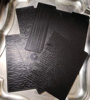 SIZZIX Six (6) Pc Lot inc. Paisley, Friend, and More Texture Plates Embossing!
