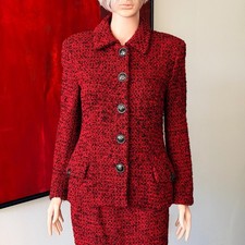 GIANNI VERSACE red wool boucle skirt suit size 42 from F/W 1995/96