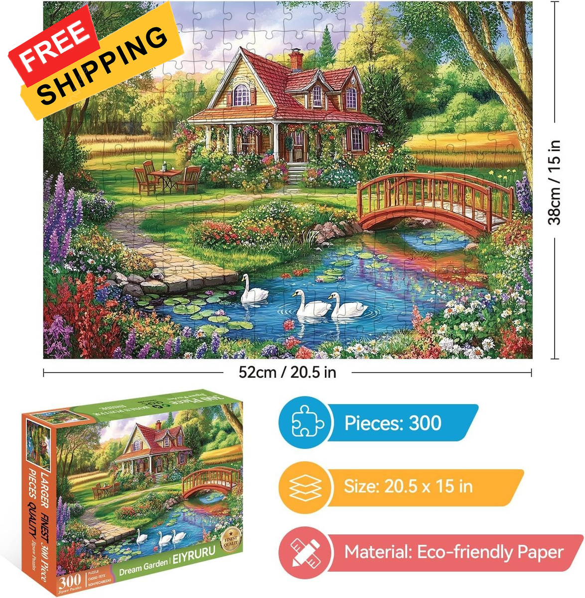 300 Piece Jigsaw Puzzle for Adults – Dream Garden Floral | eBay