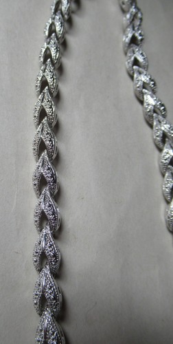 Vintage signierte LDA silberfarbene Strass elegante Glitzer Blätter Blumen Halskette - Bild 3 von 7