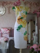 Coast size 16 ivory yellow floral cotton shift dress wedding races occasion