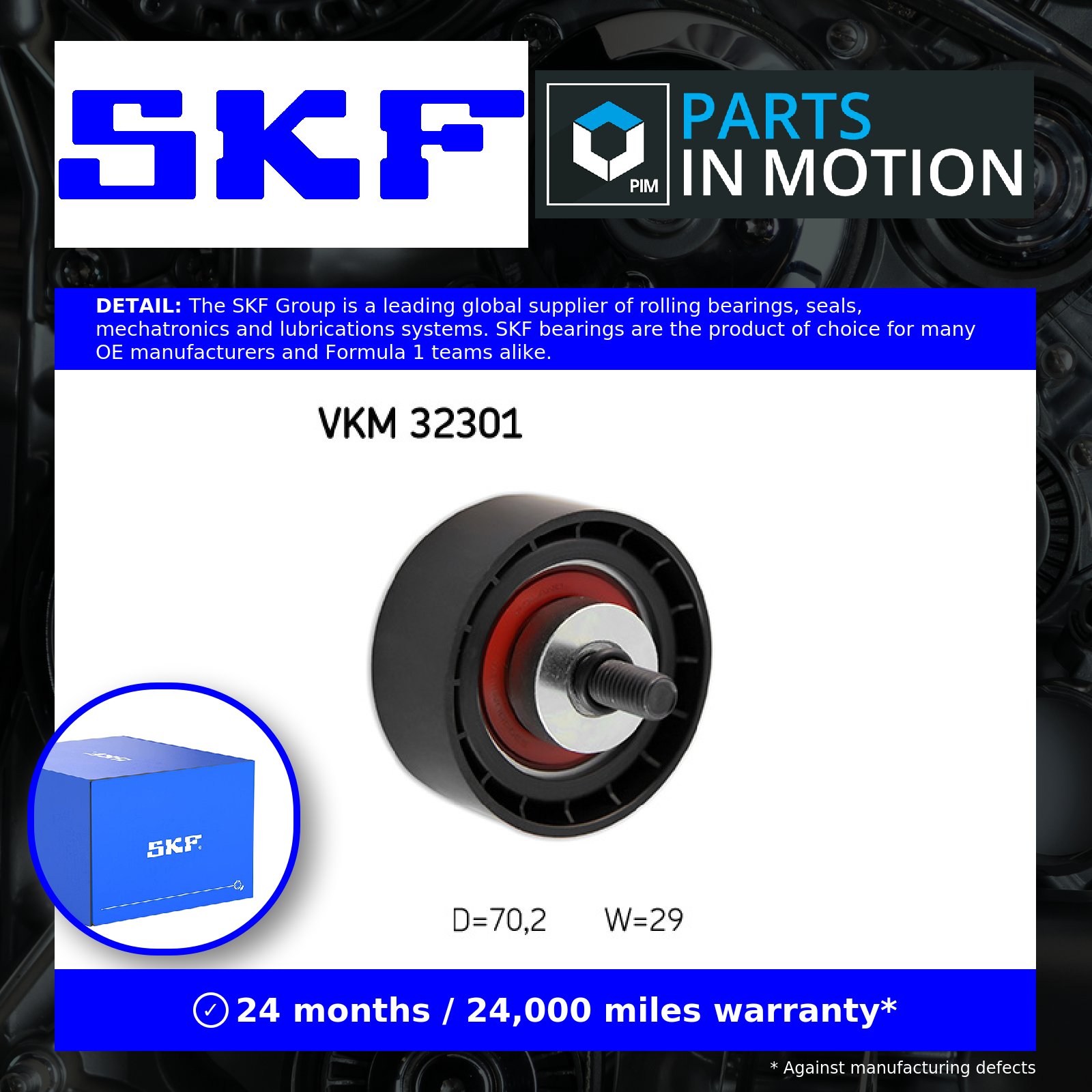 Upper SKF VKM 32301 Deflection/Guide Pulley, V-ribbed belt for ,FIAT,IVECO - Image 5